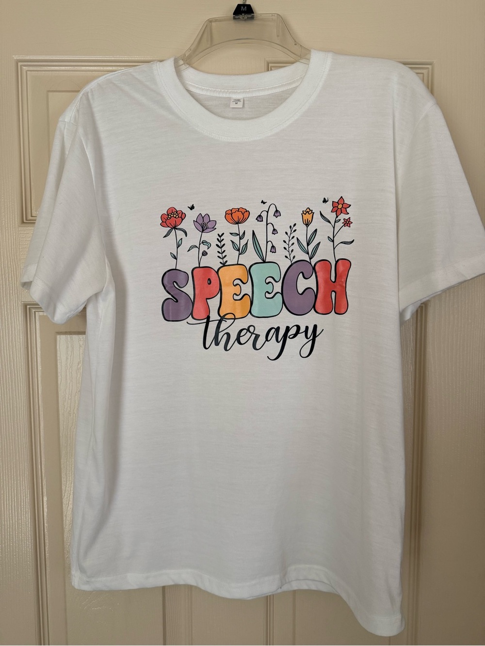 Speech Therapy Floral Graphic Tee - White Sz M